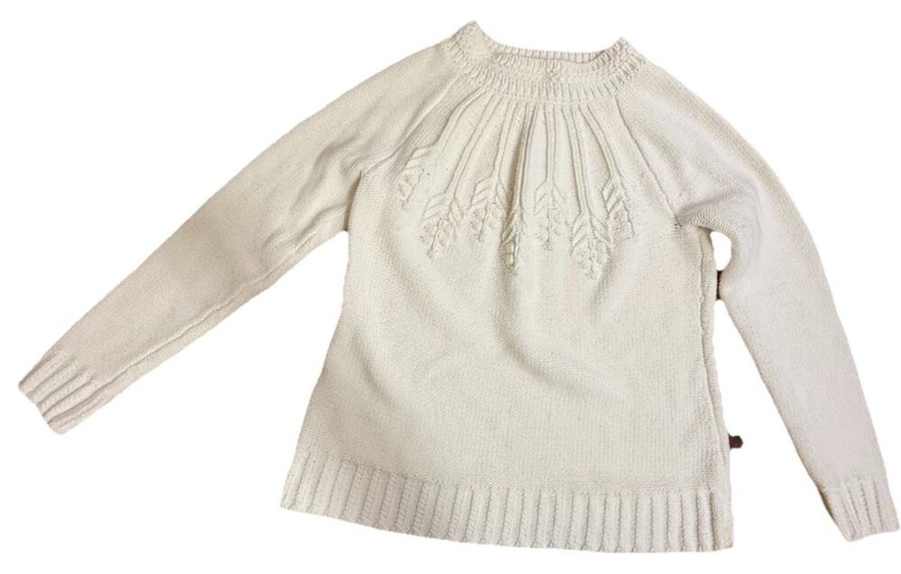 TALBOTS Women’s Ivory Pullover Knit Sweater Solid Pattern Crew Neck Size Small